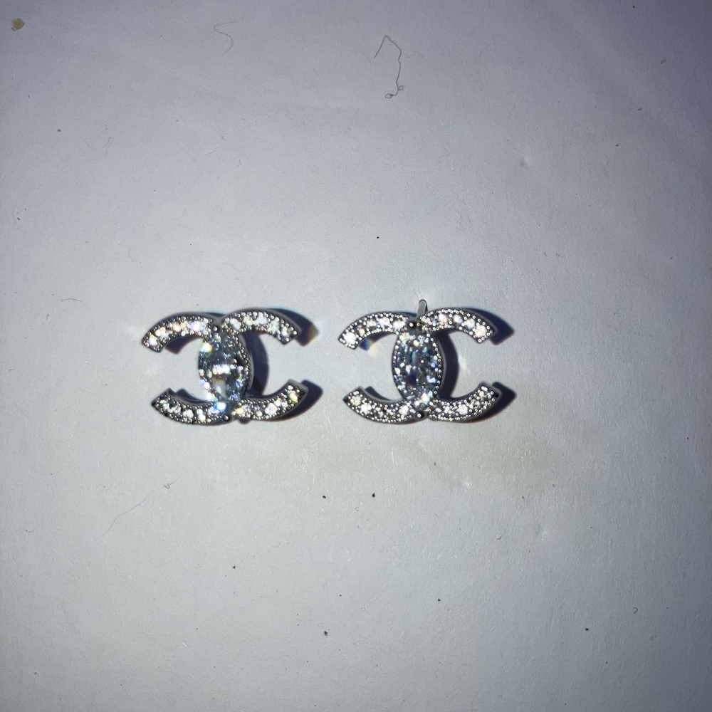 Crystal-Embellished Interlocking Logo Stud Earrin… - image 2